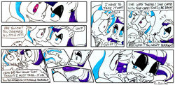 Size: 900x438 | Tagged: safe, artist:foudubulbe, imported from derpibooru, maud pie, trixie, pony, unicorn, comic:damp rocks, amulet, comic, mouth hold, panic