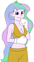 Size: 630x1148 | Tagged: safe, artist:toyminator900, imported from derpibooru, princess celestia, equestria girls, boxing gloves, breasts, busty princess celestia, cleavage, female, midriff, principal celestia, simple background, solo, transparent background