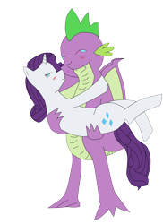 Size: 2488x3420 | Tagged: safe, artist:dragondaak, imported from derpibooru, rarity, spike, dragon, pony, unicorn, adult spike, duo, female, hug, kissing, male, mare, older, pregnant, shipping, sparity, straight