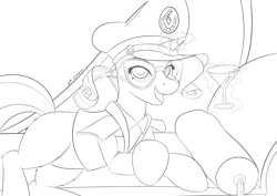 Size: 3508x2480 | Tagged: safe, artist:wolfmask, imported from derpibooru, rarity, ppov, alcohol, captain rarity, couch, fainting couch, female, hat, martini, nudity, peaked cap, solo