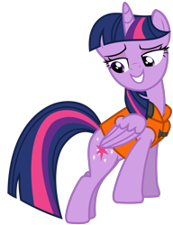 Size: 2516x3275 | Tagged: safe, artist:sketchmcreations, imported from derpibooru, twilight sparkle, alicorn, pony, ppov, female, folded wings, lidded eyes, lifejacket, mare, simple background, solo, transparent background, twilight sparkle (alicorn), vector