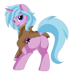 Size: 2398x2542 | Tagged: safe, artist:pridark, imported from derpibooru, oc, oc only, oc:safiya, pony, unicorn, butt, clothes, commission, female, looking at you, plot, rear view, simple background, solo, transparent background