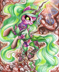 Size: 2445x2986 | Tagged: safe, alternate version, artist:lunar-white-wolf, imported from derpibooru, gaea everfree, gloriosa daisy, equestria girls, legend of everfree, equestria girls ponified, female, magical geodes, ponified, solo