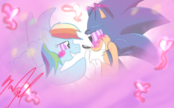 Size: 1600x1000 | Tagged: safe, artist:parumeworld, imported from derpibooru, rainbow dash, crossover, love poison, sonic the hedgehog, sonic the hedgehog (series)