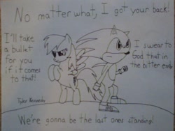 Size: 640x480 | Tagged: safe, artist:sonicgoku24, imported from derpibooru, rainbow dash, crossover, monochrome, no matter what, papa roach, song reference, sonic the hedgehog, sonic the hedgehog (series), traditional art