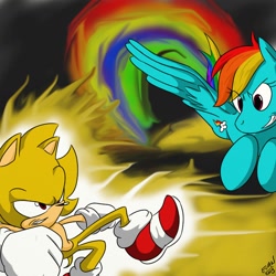 Size: 800x800 | Tagged: safe, artist:shadowman7890, imported from derpibooru, rainbow dash, crossover, sonic rainboom, sonic the hedgehog, sonic the hedgehog (series), super sonic