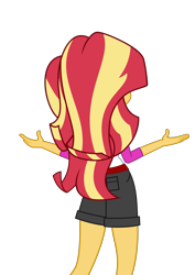 Size: 4092x5787 | Tagged: safe, artist:keronianniroro, imported from derpibooru, sunset shimmer, equestria girls, legend of everfree, absurd resolution, ass, bunset shimmer, butt, clothes, female, rear view, shorts, simple background, solo, transparent background, vector