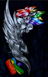 Size: 755x1203 | Tagged: safe, artist:dgshadowchocolate, imported from derpibooru, rainbow dash, crossover, fusion, lined paper, markers, pencil drawing, rainic, sharpie, sonic the hedgehog, sonic the hedgehog (series), traditional art