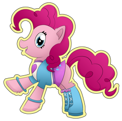 Size: 1024x1018 | Tagged: safe, artist:brittanysdesigns, imported from derpibooru, pinkie pie, boots, clothes, equestria girls outfit, female, skirt, solo, sticker