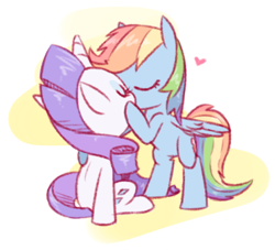 Size: 738x671 | Tagged: safe, artist:raridashdoodles, imported from derpibooru, rainbow dash, rarity, pegasus, pony, unicorn, eyes closed, female, heart, kissing, lesbian, raridash, shipping