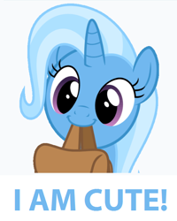 Size: 542x676 | Tagged: safe, imported from derpibooru, trixie, pony, unicorn, to where and back again, captain obvious, cute, diatrixes, female, i'm cute, mare, solo, to saddlebags and back again, trixie is cute, truth