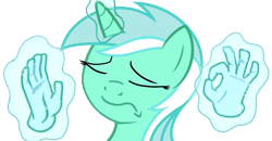 Size: 961x498 | Tagged: source needed, useless source url, safe, artist:derpypaws, imported from derpibooru, lyra heartstrings, eyes closed, female, frown, magic, magic hands, meme, pacha, simple background, solo, the emperor's new groove, transparent background, when x just right