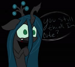 Size: 1949x1732 | Tagged: safe, artist:booker-the-dewitt, imported from derpibooru, queen chrysalis, changeling, changeling queen, dialogue, female, solo