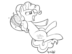 Size: 1600x1200 | Tagged: safe, artist:dsp2003, imported from derpibooru, part of a set, pinkie pie, earth pony, pony, fanfic:why am i pinkie pie, black and white, cake, female, food, grayscale, monochrome, open mouth, solo, sparkles