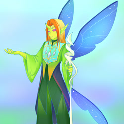 Size: 1280x1280 | Tagged: safe, artist:jonfawkes, imported from derpibooru, thorax, changedling, changeling, fairy, human, to where and back again, changeling king, clothes, elf ears, humanized, king thorax, male, robes, scepter, solo