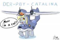 Size: 3000x2000 | Tagged: safe, artist:osakaoji, imported from derpibooru, derpy hooves, pegasus, pony, clothes, costume, female, mare, pby-5 catalina, plane, solo