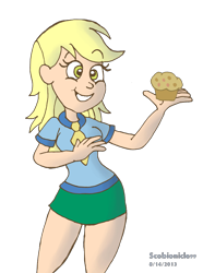 Size: 1193x1600 | Tagged: safe, artist:scobionicle99, imported from derpibooru, derpy hooves, equestria girls, female, food, human coloration, muffin, simple background, solo, transparent background