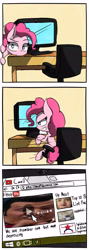 Size: 2000x5600 | Tagged: safe, artist:malphee, imported from derpibooru, pinkie pie, comic, computer, fourth wall, lazytown, robbie rotten, youtube