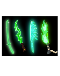 Size: 3121x3979 | Tagged: safe, artist:awesometheweirdo, imported from derpibooru, fallout equestria, crossover, fallout, fire, green magic, magic aura, magic sword, no pony, sword, weapon