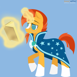 Size: 3000x3000 | Tagged: safe, artist:ballisticmcdelphia, imported from derpibooru, sunburst, book, cloak, clothes, glasses, magic, male, solo