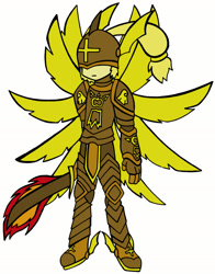 Size: 1540x1968 | Tagged: safe, artist:c8lin-the-hedgie, artist:tealadyc8lin, imported from derpibooru, applejack, patamon, ambiguous gender, digimon, digimonized, fusion, genesismon, simple background, solo