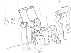 Size: 400x297 | Tagged: safe, artist:php162, imported from derpibooru, applejack, rarity, monochrome, paint