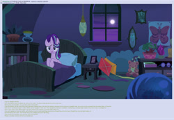 Size: 1878x1300 | Tagged: safe, imported from derpibooru, screencap, starlight glimmer, moth, pony, to where and back again, /mlp/, 4chan, female, greentext, solo, starlight's room, text