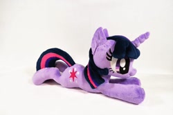 Size: 1024x683 | Tagged: safe, artist:kazzysart, imported from derpibooru, twilight sparkle, beanie (plushie), irl, photo, plushie, prone, solo