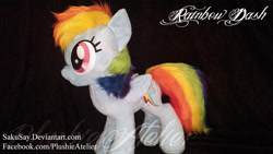 Size: 1024x576 | Tagged: safe, artist:sakusay, imported from derpibooru, rainbow dash, fluffy, irl, photo, plushie, solo