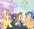 Size: 1680x1415 | Tagged: safe, artist:succubi samus, derpibooru exclusive, imported from derpibooru, flash sentry, lightning dust, sour sweet, sunburst, thorax, changeling, pegasus, pony, unicorn, equestria girls, angry, bipedal, bipedal leaning, butt, chewing, commission, crystal empire, cute, donut, drinking, eating, equestria girls ponified, female, flapping, flying, food, frown, leaning, looking at each other, male, mare, milkshake, plot, ponified, raised hoof, show accurate, sign, spread wings, stallion, table, this will not end well, water balloon