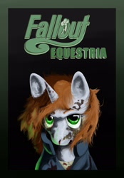 Size: 1150x1650 | Tagged: safe, artist:gasmaskfox, imported from derpibooru, oc, oc only, oc:littlepip, pony, unicorn, fallout equestria, bloodshot eyes, clothes, dirt, fanfic, fanfic art, female, horn, jumpsuit, looking at you, mare, solo, text, vault suit