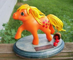 Size: 1020x849 | Tagged: safe, imported from derpibooru, applejack (g1), apple, custom, customized toy, food, g1, irl, photo, solo, toy