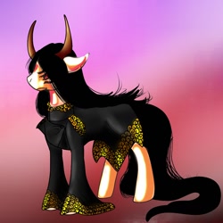 Size: 1024x1024 | Tagged: safe, artist:brainiac, imported from derpibooru, oc, oc only, demon, pony, clothes, full body, horns, male, solo, stallion