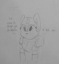 Size: 1064x1137 | Tagged: safe, artist:tjpones, imported from derpibooru, fluttershy, pegasus, pony, armor, female, if that's okay with you, mare, monochrome, sketch, solo