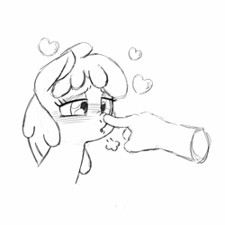 Size: 1280x1280 | Tagged: safe, artist:trickydick, imported from derpibooru, berry punch, berryshine, human, boop, disembodied hand, hand, heart, sketch