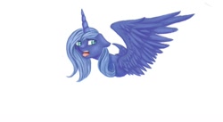 Size: 1024x563 | Tagged: safe, artist:emptyblackdeath, imported from derpibooru, princess luna, female, s1 luna, simple background, solo, spread wings, tongue out