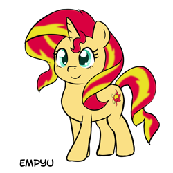 Size: 1000x1000 | Tagged: safe, artist:empyu, imported from derpibooru, sunset shimmer, pony, unicorn, 30 minute art challenge, cute, female, happy, mare, shimmerbetes, smiling, solo