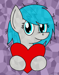 Size: 3024x3834 | Tagged: safe, artist:toonboy92484, imported from derpibooru, oc, oc only, oc:marigold earth tulip hosta, crystal pony, pony, heart, solo