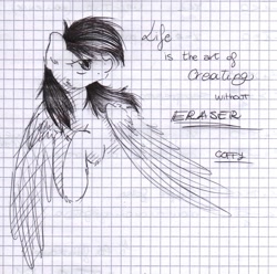 Size: 1665x1653 | Tagged: safe, artist:coffytacotuesday, imported from derpibooru, rainbow dash, female, lined paper, monochrome, solo, traditional art