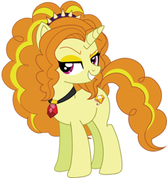 Size: 1024x1091 | Tagged: safe, artist:robocheatsy, imported from derpibooru, adagio dazzle, pony, female, grin, jewelry, necklace, ponified, simple background, smiling, solo, transparent background