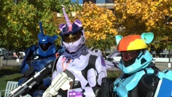 Size: 1920x1080 | Tagged: safe, artist:sempbron3, imported from derpibooru, human, clothes, cosplay, costume, fire team harmony, gun, halo (series), irl, irl human, photo, rd spartan, spartan luna, twilight spartan, weapon, youmacon, youmacon 2016