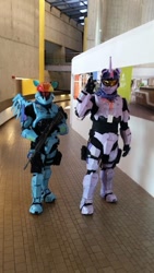 Size: 689x1224 | Tagged: safe, artist:sempbron3, imported from derpibooru, human, clothes, cosplay, costume, fire team harmony, gun, halo (series), handgun, irl, irl human, photo, pistol, rd spartan, rifle, twilight spartan, weapon, youmacon, youmacon 2016