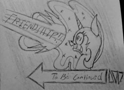 Size: 994x722 | Tagged: safe, artist:derpanater, imported from derpibooru, nightmare moon, 30 minute art challenge, female, jojo's bizarre adventure, solo, to be continued, traditional art