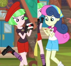 Size: 600x552 | Tagged: safe, edit, edited screencap, imported from derpibooru, screencap, bon bon, drama letter, watermelody, equestria girls, legend of everfree, leg in air