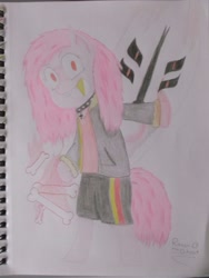 Size: 2448x3264 | Tagged: safe, artist:raventheghost, imported from derpibooru, pinkie pie, crossover, female, sans (undertale), solo, underfell, undertale