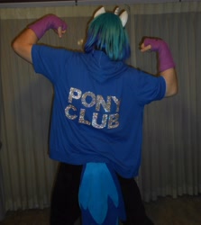 Size: 3446x3868 | Tagged: safe, artist:kirbygb6, imported from derpibooru, dj pon-3, vinyl scratch, human, bullet club, clothes, cosplay, costume, irl, irl human, photo, ponified, pony club, pro wrestling, solo, too sweet, wrestling