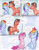 Size: 2552x3300 | Tagged: safe, artist:tristanjsolarez, imported from derpibooru, pinkie pie, rainbow dash, oc, earth pony, pegasus, pony, comic:trans ponies, blue background, boop, butt, comic, female, male, mare, nose wrinkle, noseboop, nudity, plot, rainbow blitz, rule 63, sheath, simple background, stallion, traditional art, transgender