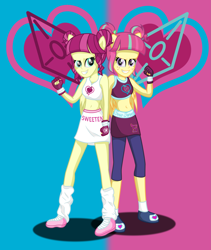 Size: 2785x3307 | Tagged: safe, artist:deannaphantom13, imported from derpibooru, majorette, sour sweet, sweeten sour, equestria girls, friendship games, belly button, boxing, clothes, duo, exeron fighters, exeron gloves, fingerless gloves, gloves, long lost sisters, midriff, mma, ponied up, similarities, sisters, sports bra, sweetly and sourly