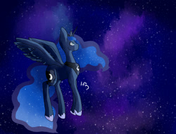 Size: 1367x1040 | Tagged: safe, artist:lifequestions, imported from derpibooru, princess luna, pony, female, night, night sky, solo