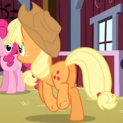 Size: 336x336 | Tagged: safe, imported from derpibooru, screencap, applejack, earth pony, pony, spike at your service, butt, cropped, female, mare, plot